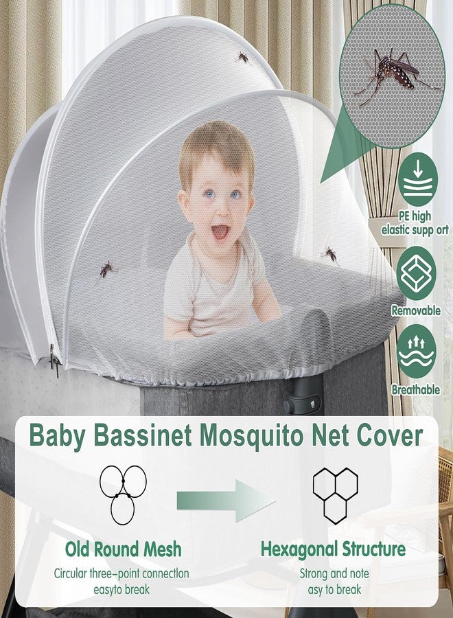 WANRU Bassinet Cover for Cats - Blackout Breathable Mosquito Net for Baby Bedside Sleepers & Travel Cribs, 2-Way Zipper Bug Canopy Tent to Block Light & Keep Cats Out (Gray-Small) - Image 4