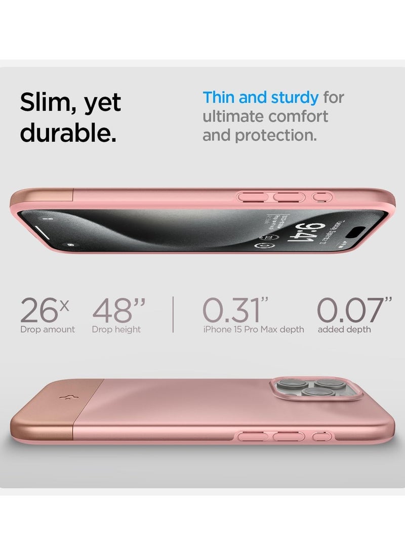 Spigen Style Armor MagFit for iPhone 15 Pro MAX Case Cover Magnetic [MagSafe Compatible] - Rose Gold  - Image 2