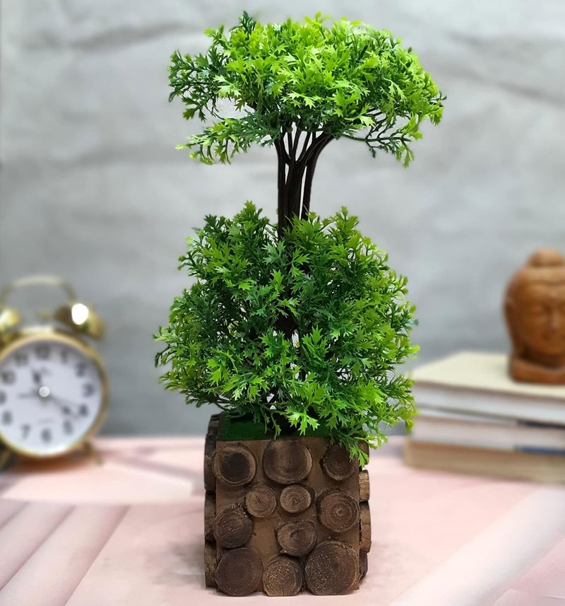 Litleo Litleo Great for Home Or Office Decoration or Birthday Gift Table Top Bonsai Artificial Plant with Wooden Pot Bonsai Artificial Plant with Pot 28 cm Green 