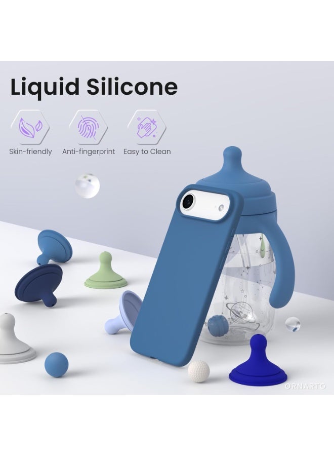 Denx Silicone Case Compatible with iPhone 17 Air, Slim Liquid Silicone Phone Case with 3-Layer Soft Rubber Shockproof Bumper with TPU Lining (Blue) - Image 2