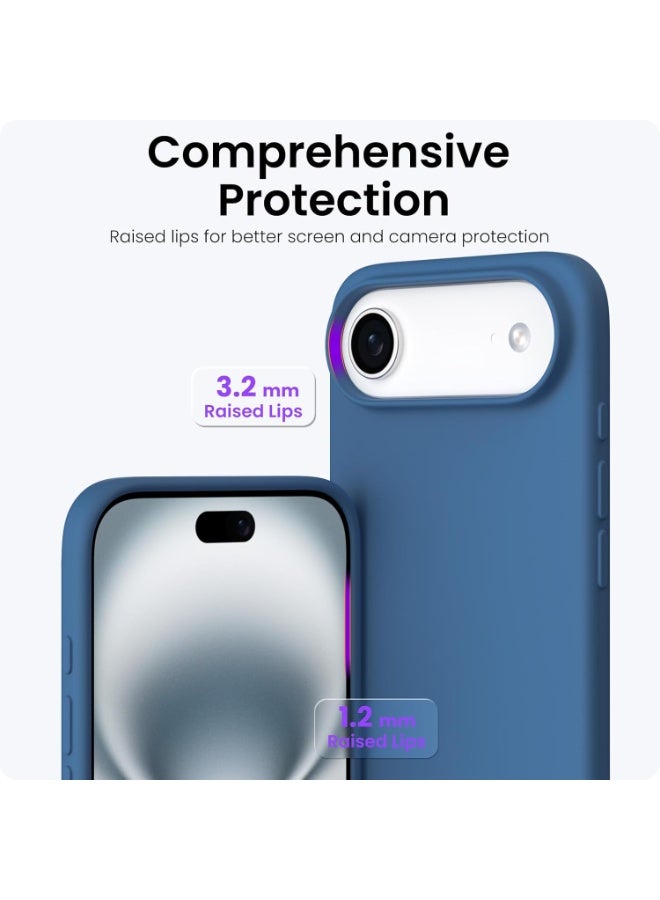 Denx Silicone Case Compatible with iPhone 17 Air, Slim Liquid Silicone Phone Case with 3-Layer Soft Rubber Shockproof Bumper with TPU Lining (Blue) - Image 4