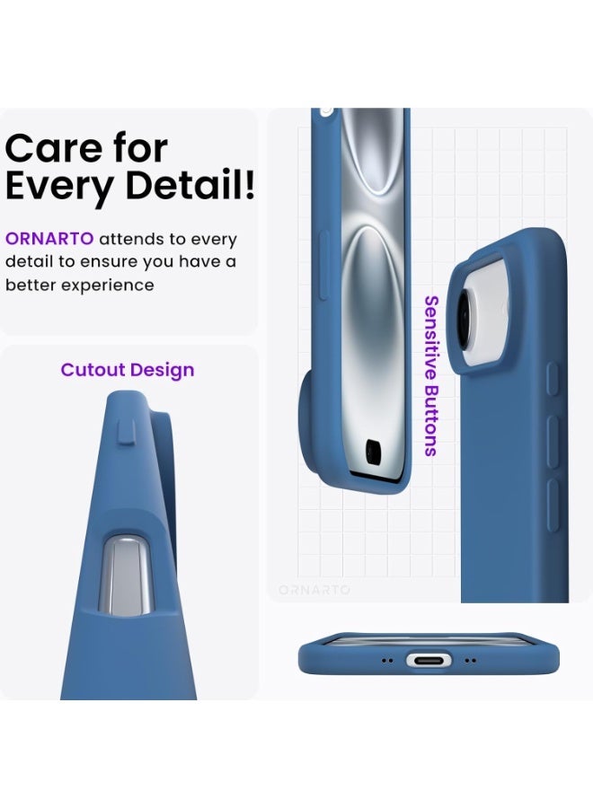 أكاليكس جراب سيليكون متوافق مع iPhone 17 Air، جراب هاتف سيليكون سائل رفيع مع مصد مطاطي ناعم مقاوم للصدمات مكون من 3 طبقات مع بطانة من مادة TPU (أزرق) - Image 4