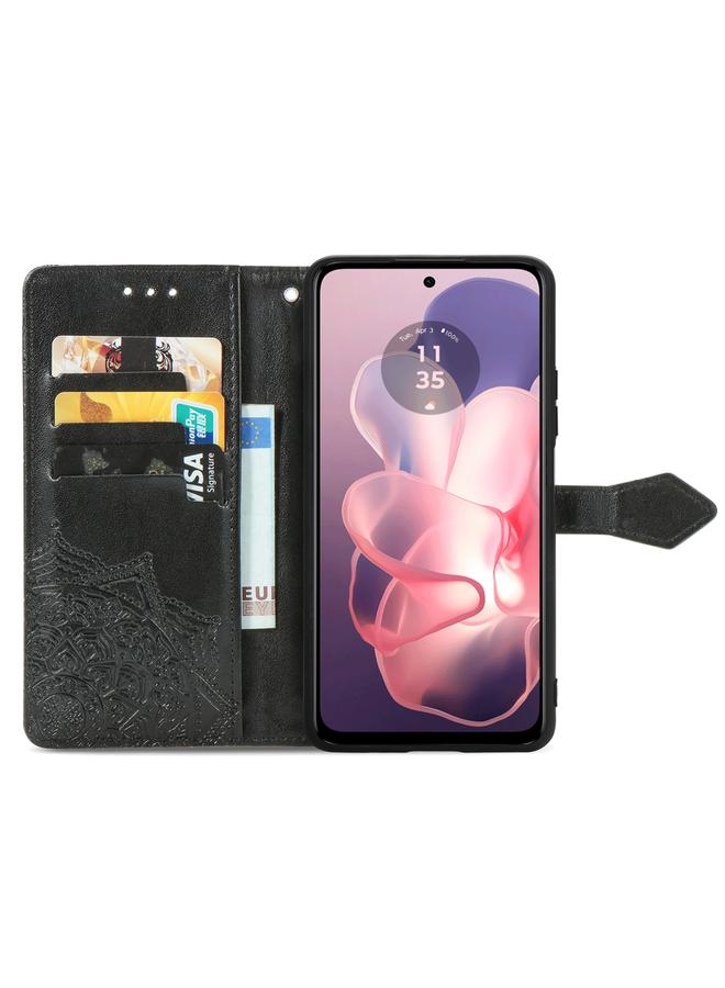 اس-توب جراب لهاتف Motorola Moto G Power 5G 2024 جراب هاتف جلدي منقوش بزهرة ماندالا - Image 3