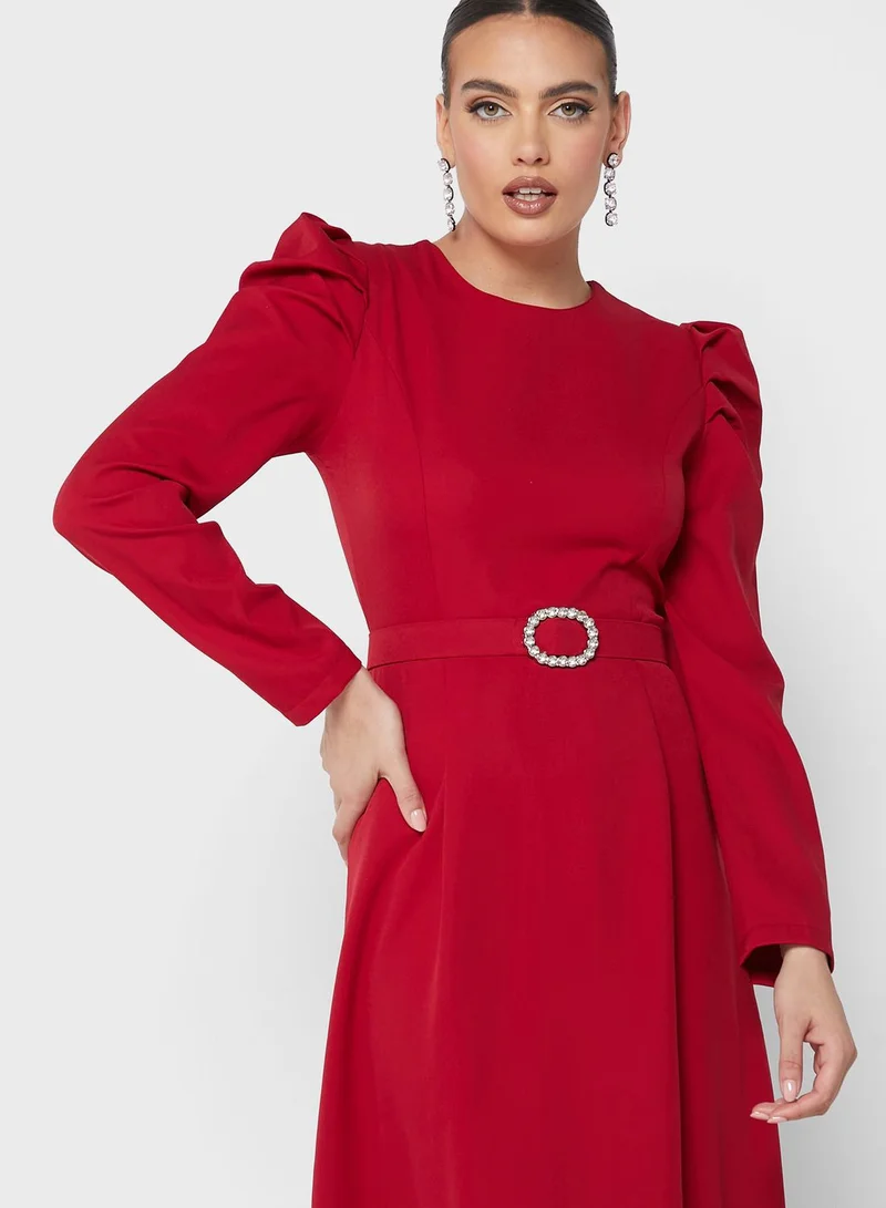 Khizana Puff Sleeve Shift Dress