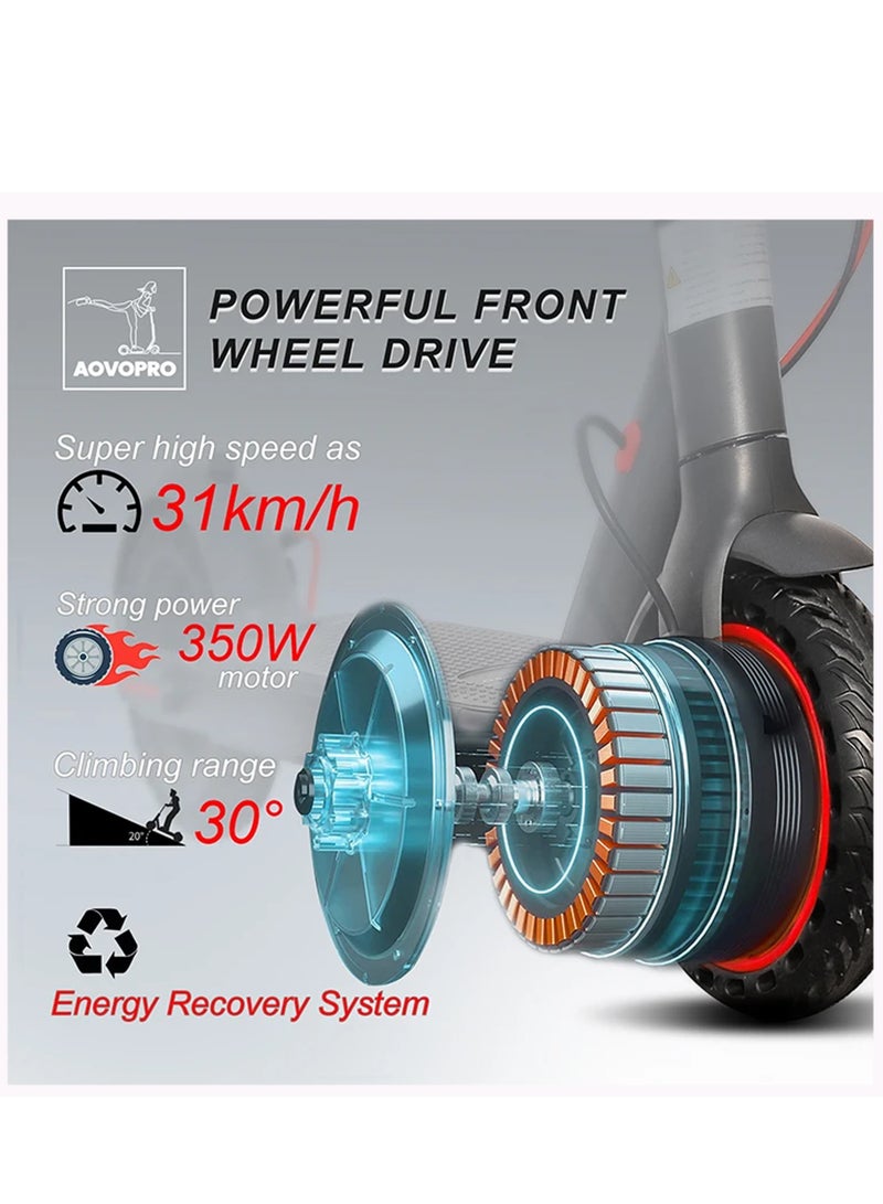 Leaders Electric Scooter 350W Motor 36V Lithium Battery 30km Range 30kmh Top Speed 8.5 Inch Tires Aluminum Frame Grey Color App Control - Image 4