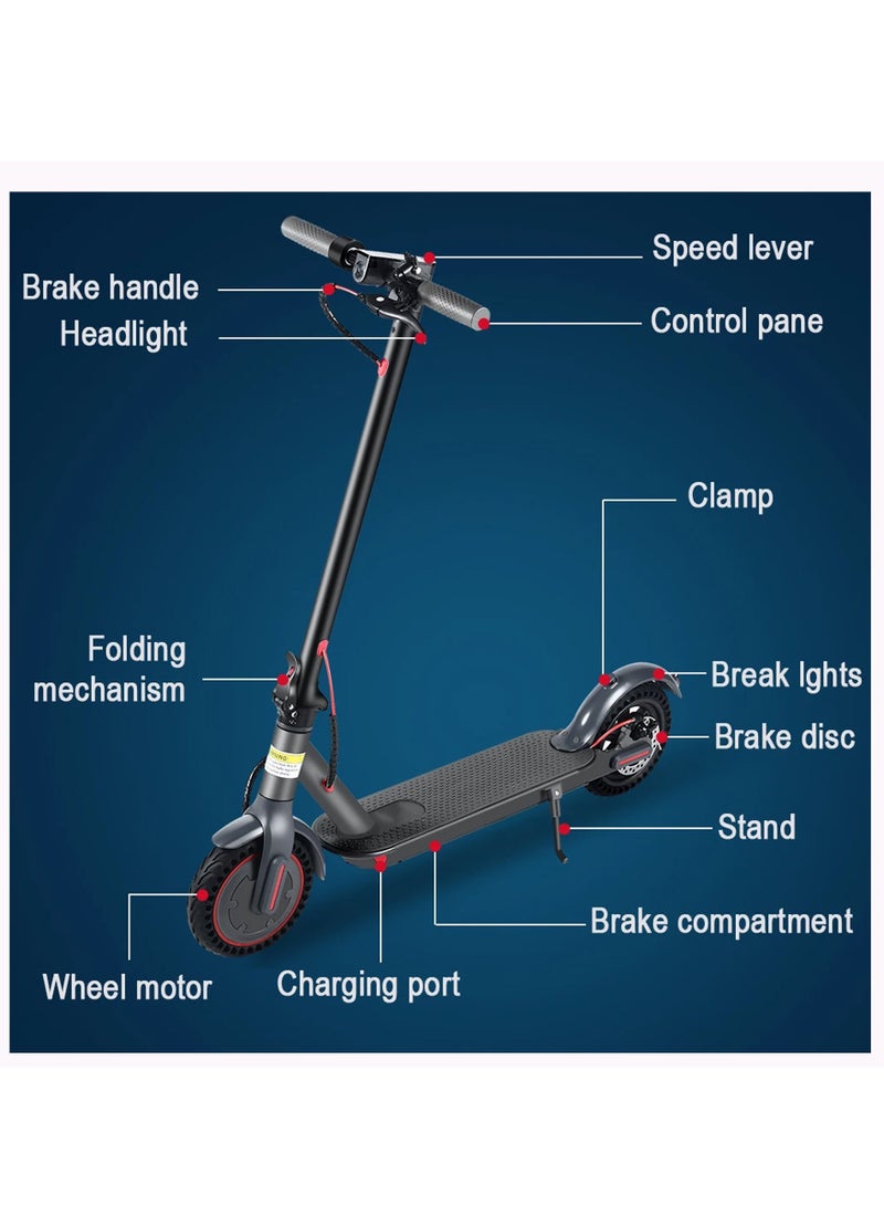 Leaders Electric Scooter 350W Motor 36V Lithium Battery 30km Range 30kmh Top Speed 8.5 Inch Tires Aluminum Frame Grey Color App Control - Image 5