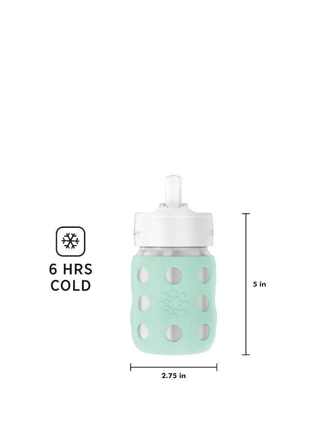 Lifefactory 8-Ounce Stainless-Steel Vacuum-Insulated Wide-Neck Baby Bottle with Straw Cap, Mint, LS2241WMI4 - Image 5