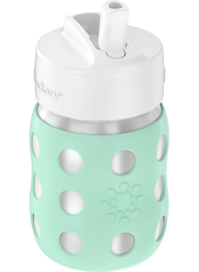 Lifefactory 8-Ounce Stainless-Steel Vacuum-Insulated Wide-Neck Baby Bottle with Straw Cap, Mint, LS2241WMI4 - Image 2