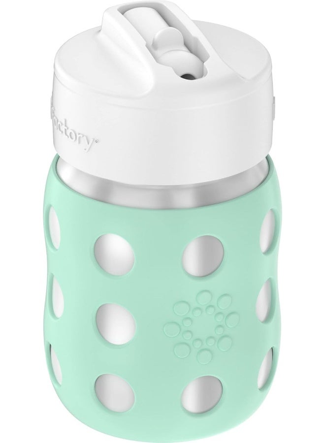 Lifefactory 8-Ounce Stainless-Steel Vacuum-Insulated Wide-Neck Baby Bottle with Straw Cap, Mint, LS2241WMI4 - Image 3