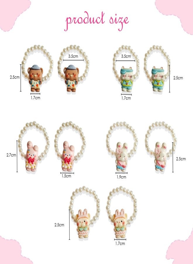KARP Cute Cartoon Animal Hair Rubber Bands with Pearl Beads - Set of 20 Elastic Hair Ties for Kids and Girls(K2519)-Style -2) - Image 2