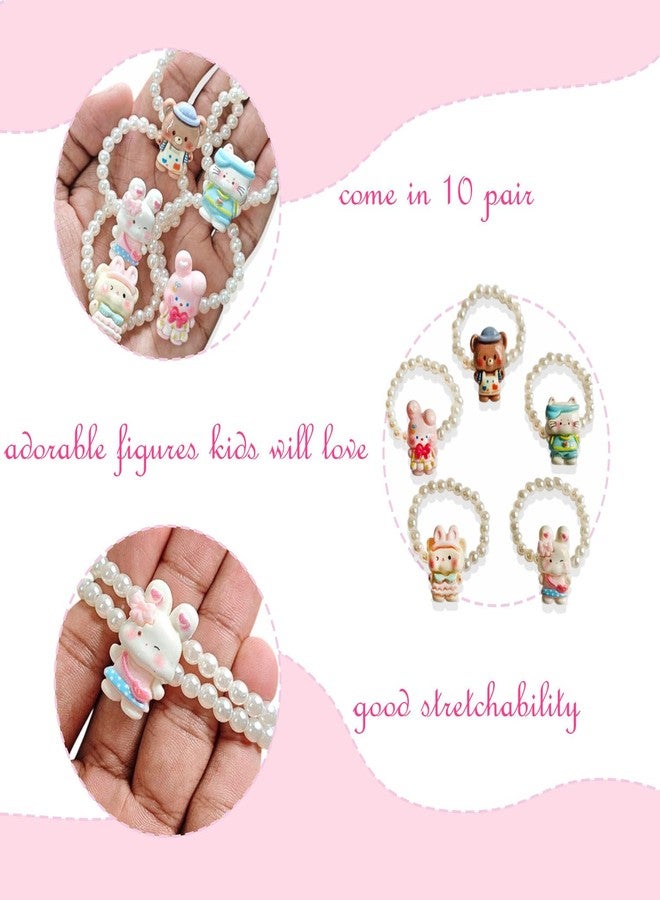 KARP Cute Cartoon Animal Hair Rubber Bands with Pearl Beads - Set of 20 Elastic Hair Ties for Kids and Girls(K2519)-Style -2) - Image 3