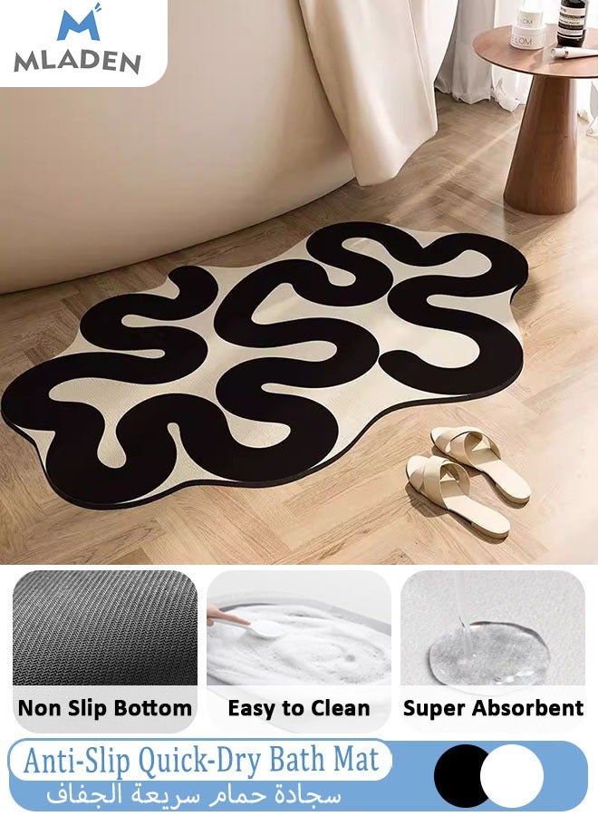 MLADEN Bath Mat Super Absorbent Stain Resistant Quick-Dry Diatomaceous Earth Bath Rug with Rubber Anti-Slip Base Bathroom, Kitchen, Pet-Friendly Water Absorbent Mat Easy Care 60*40CM - Image 1
