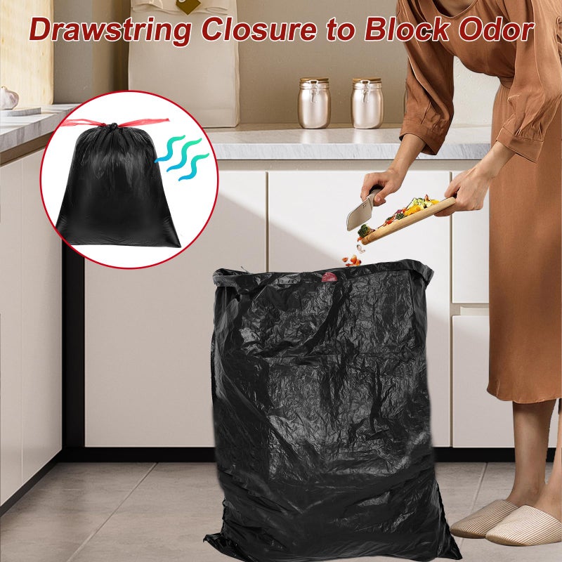 O2frepak 33 Gallon Drawstring Tall Kitchen Trash Bags,Clean Fresh Scent and Heavy Duty Garbage Bags(30 Count,80x100cm) - Image 4