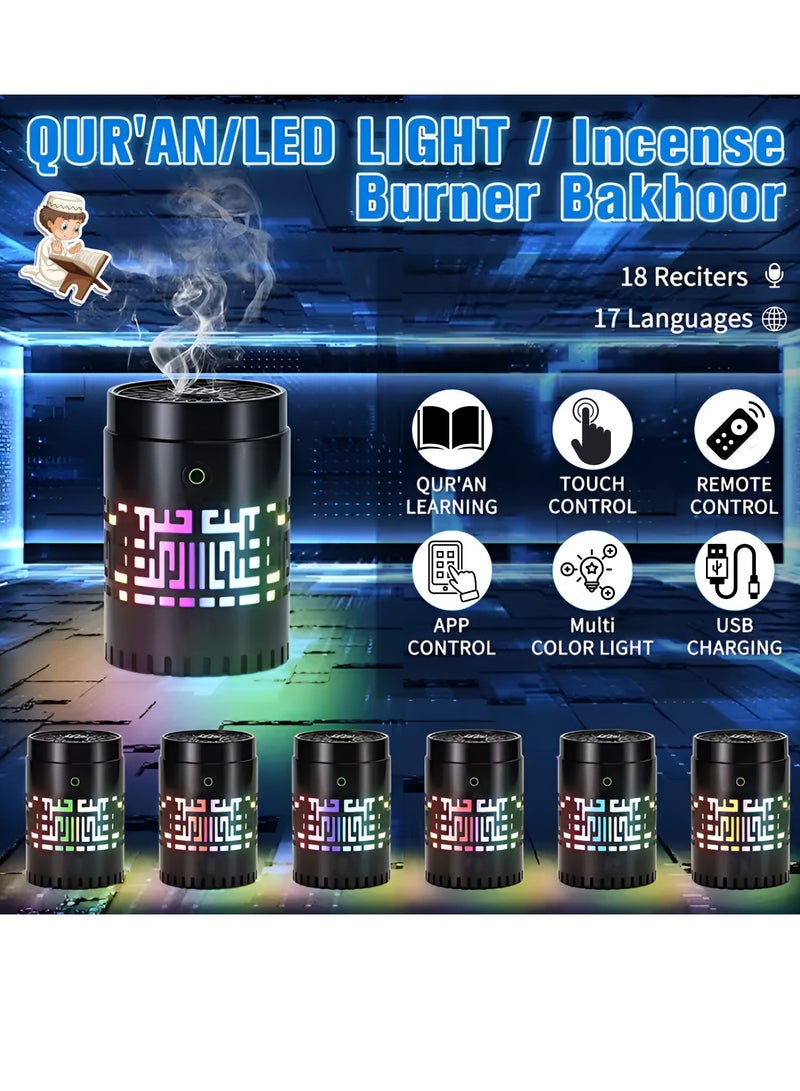 BORTONY Car Bakhoor Burner 2 in 1 Portable Electric Car Bakhoor with Quran Speaker Multiple Lightning Arabic Aroma Diffuser Mini Car Incense Burner Decor for Car Home and Office USB Rechargeable - Image 3