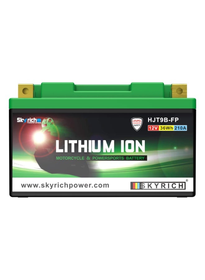 Skyrich HJT9B-FP 12V 3Ah LiFePO4 Lithium Motorcycle Starter Battery 210A CCA Lightweight Maintenance Free Fast Charging with Battery Capacity Indicator - Image 1