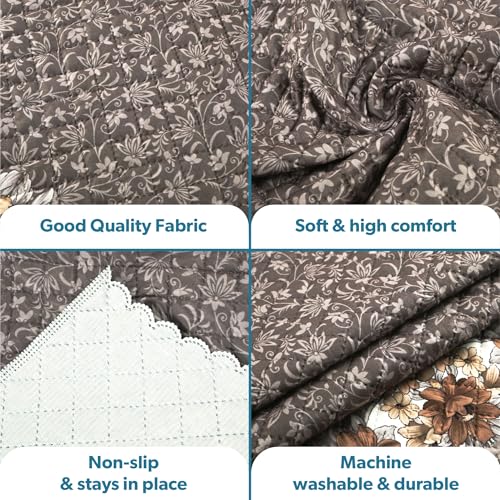 Kuber Industries Set of 10 Quilted Sofa Cover 5-Seater | Comfortable Slipcover Sofa Cloth & Furniture Protector for Home Decor | Ultra Sonic FlowerBorder- Golden - Image 4