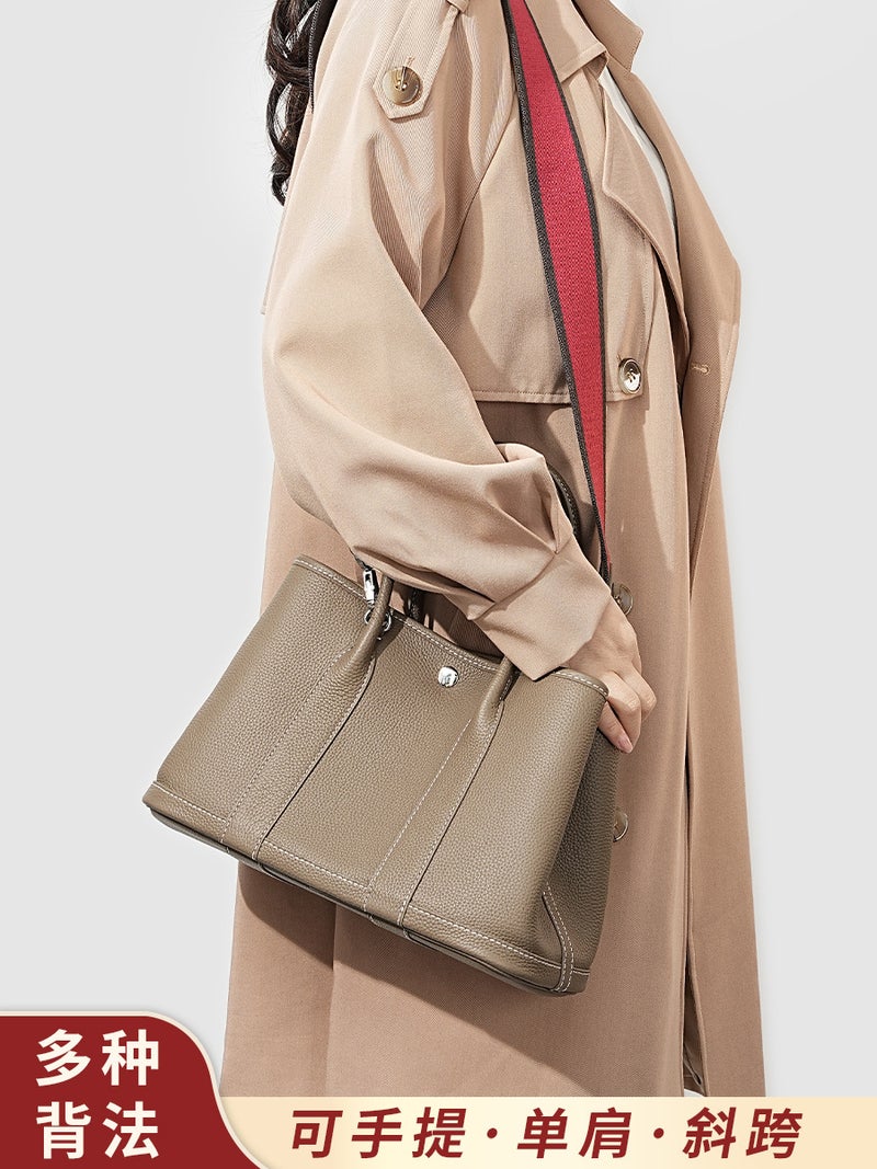 Niche High-End Women'S Genuine Leather Hand Bag High Quality Top Layer Cowhide Large Capacity Garden Tote Bag - Image 4