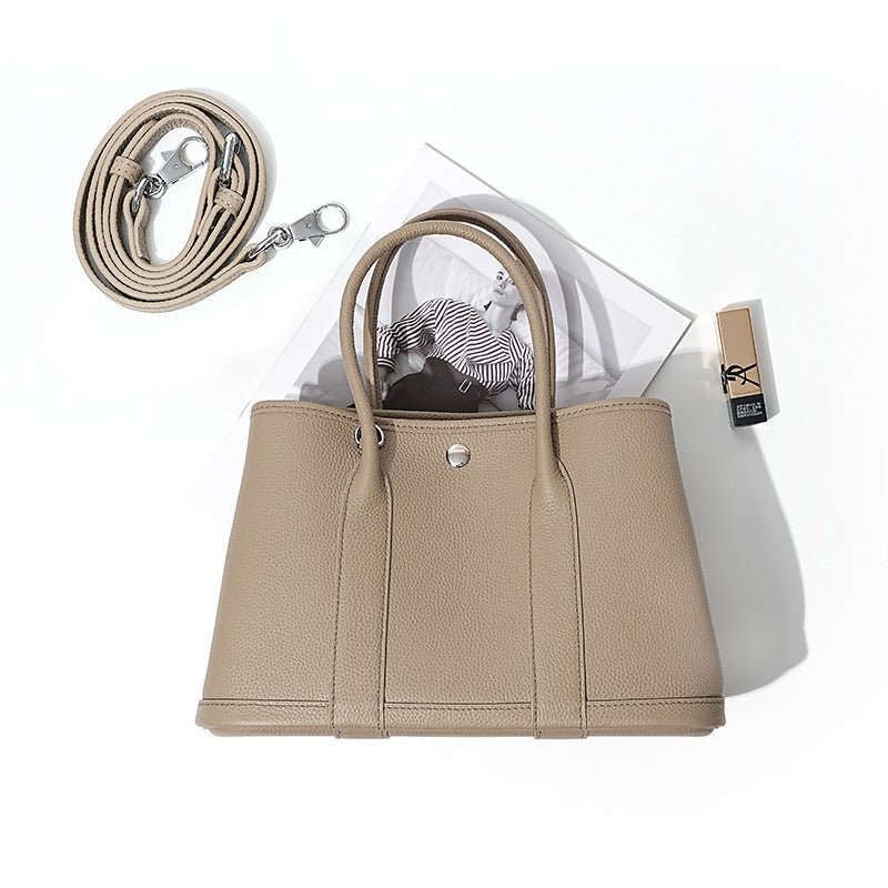 Niche High-End Women'S Genuine Leather Hand Bag High Quality Top Layer Cowhide Large Capacity Garden Tote Bag - Image 1