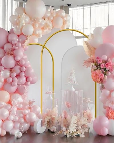 HEMMOTOP Metal Arch Backdrop Stand and Cover Set of 2 (7.2 ft/6 ft, White), Wedding Arch Backdrop Stand with White Cover for Party Birthday, Wedding, Bridal Shower, Baby Shower, Festival, Proposal, Anniversary - Image 3