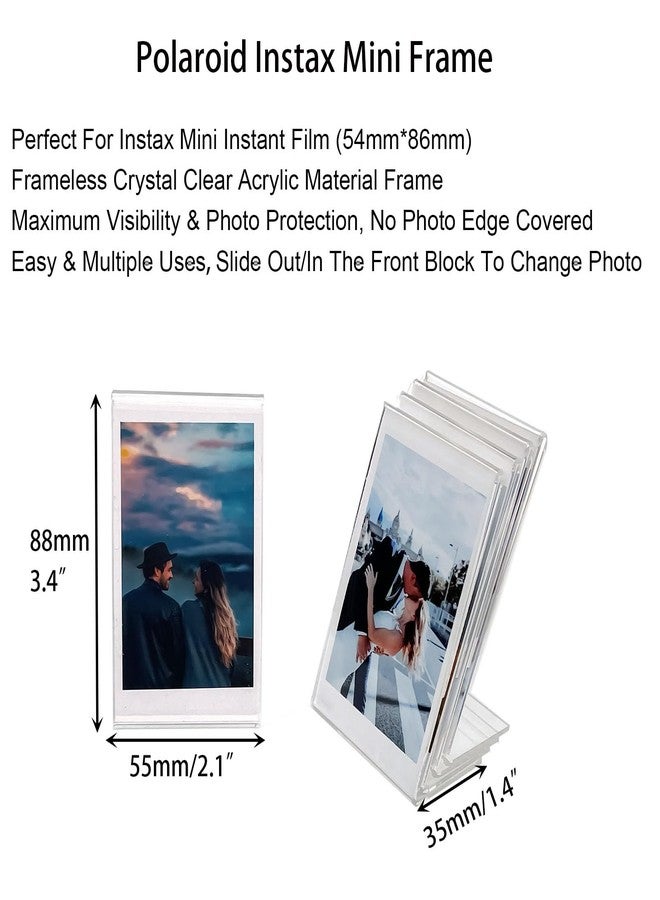 لاغيبا إطار صور LAGIPA بحجم 2x3 Instax Mini، إطار صور بولارويد مكتبي، إطار صور أكريليك صغير لطيف بحجم المحفظة لأفلام Fujifilm Instax Mini الفورية (5 عبوات) - Image 2