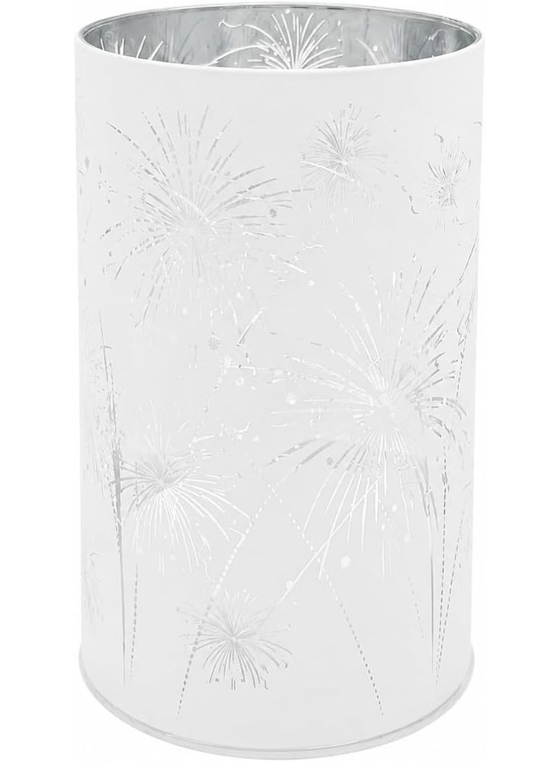 ChicAbode LED Hurricane Lantern, Firework Glass Candle Holders, White | with Warm White Lights, Battery Operated Table Decorations for Memorial Day Christmas Home Decor - Image 1