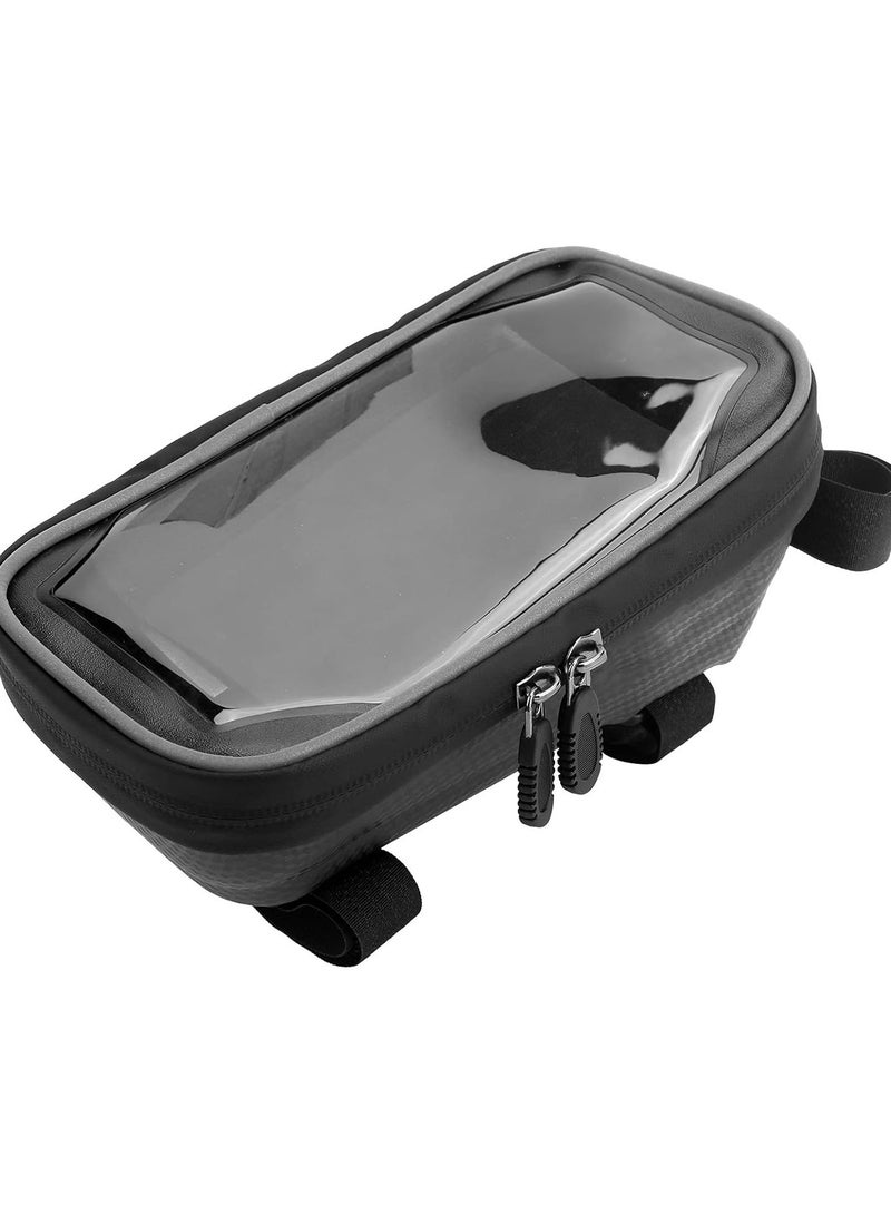GGOOT Bike Phone Front Frame Bag, Waterproof Bicycle Cell Phone Holder Bag Mountain Bike Touch Screen Front Frame Bag Top Tube Bag Cycling Bag, Support Screen Less Than 6.2 Inches - Image 1