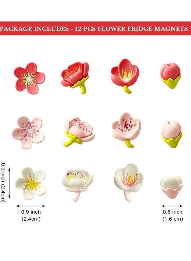 12 Pieces Flower Fridge Magnet, Flower Magnets, Whiteboard Magnets for Office, Home, Kitchen  - Image 2