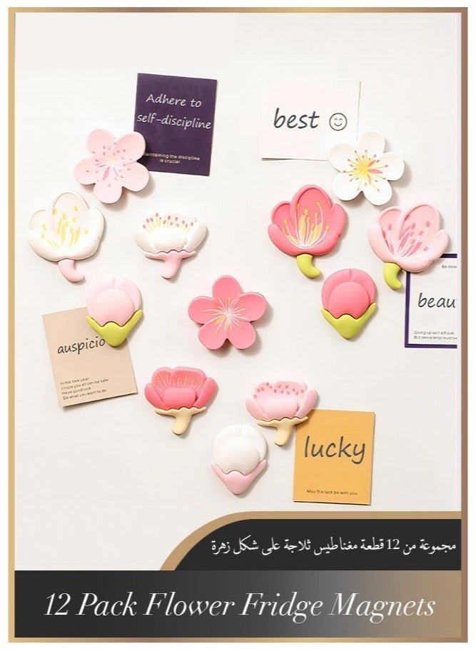 12 Pieces Flower Fridge Magnet, Flower Magnets, Whiteboard Magnets for Office, Home, Kitchen  - Image 1