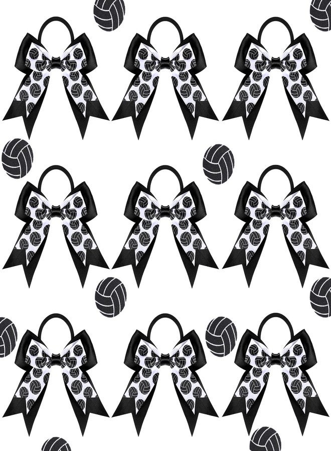 MTLEE 9 Pieces Sports Ball Hair Bows Volleyball Hair Bows Elastic Scrunchies Bands Cheerleader Ponytail Holder Sport Accessories for Players Teams (Volleyball) - Image 1