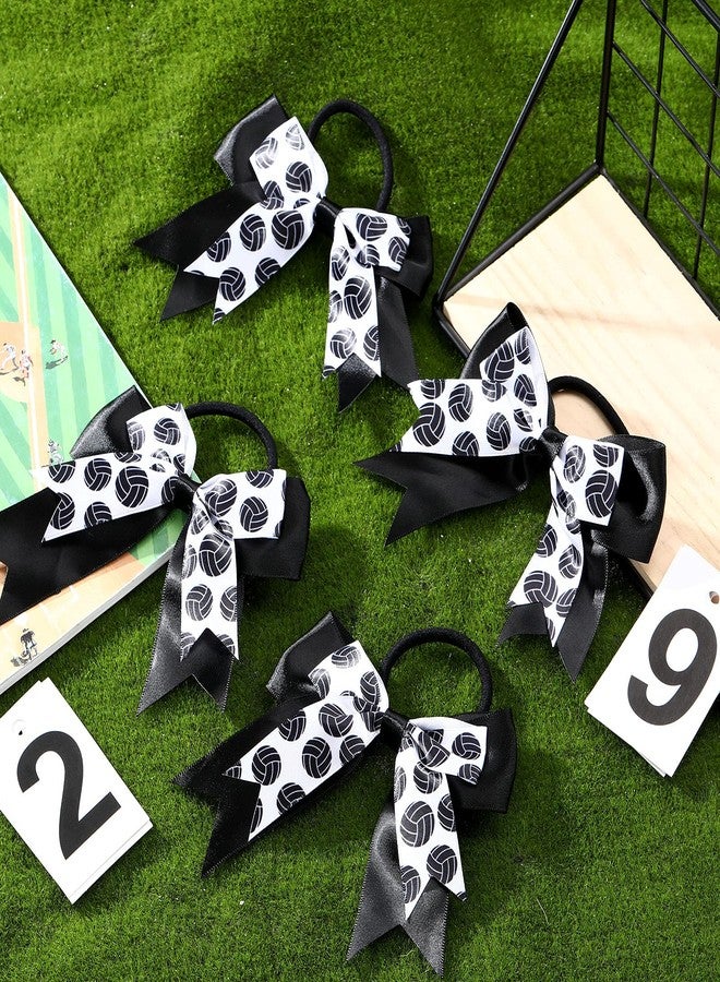 MTLEE 9 Pieces Sports Ball Hair Bows Volleyball Hair Bows Elastic Scrunchies Bands Cheerleader Ponytail Holder Sport Accessories for Players Teams (Volleyball) - Image 4