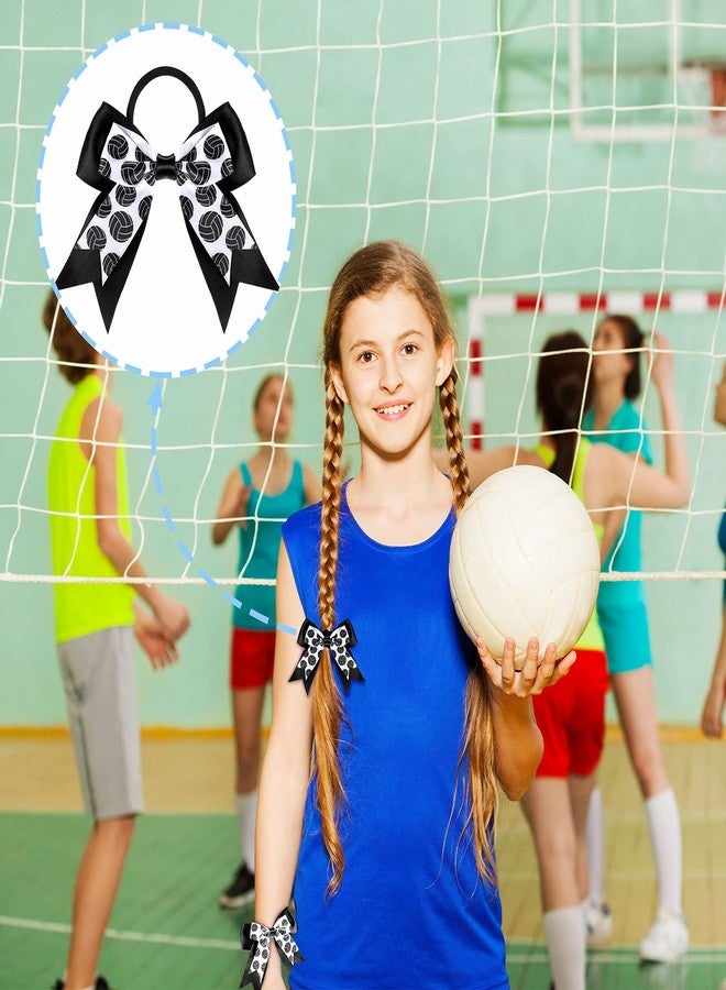 MTLEE 9 Pieces Sports Ball Hair Bows Volleyball Hair Bows Elastic Scrunchies Bands Cheerleader Ponytail Holder Sport Accessories for Players Teams (Volleyball) - Image 5