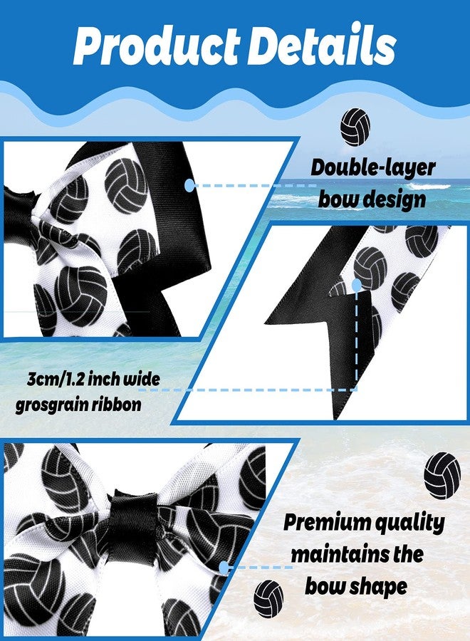 MTLEE 9 Pieces Sports Ball Hair Bows Volleyball Hair Bows Elastic Scrunchies Bands Cheerleader Ponytail Holder Sport Accessories for Players Teams (Volleyball) - Image 3
