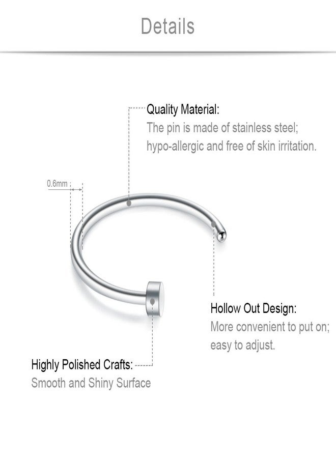 SCERRING 22 Gauge Stainless Steel Flat Top Fake Faux Nose Hoop Ring Rings Piercing Body Jewelry Set Unisex 6mm 12PCS - Mix Color - Image 2
