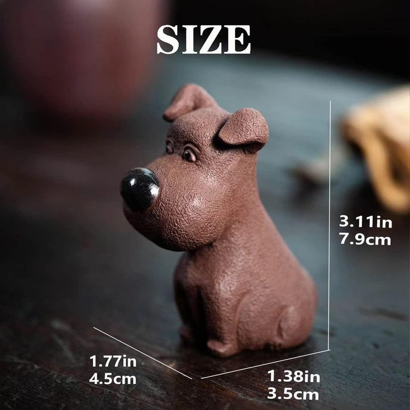 EAEDMY Oil resistant Purple Sand Tea Pet Angry Cat Bat Tortoise Puppy Figurine, Cute Kungfu Tea Pet Gift for Tea Lover Friend, Tea Table Desk Tearoom Home Decoration Ornament (2.Cute Puppy) Systematic nationwide ship - Image 5