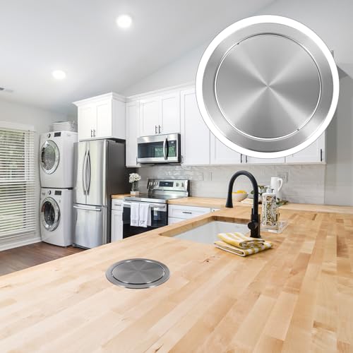 Cabilock Round Recessed Counter Top Covers Stainless Steel Trash Bin Built-in Flap Covers Kitchen Garbage Can Lids for Home Kitchen - Image 3
