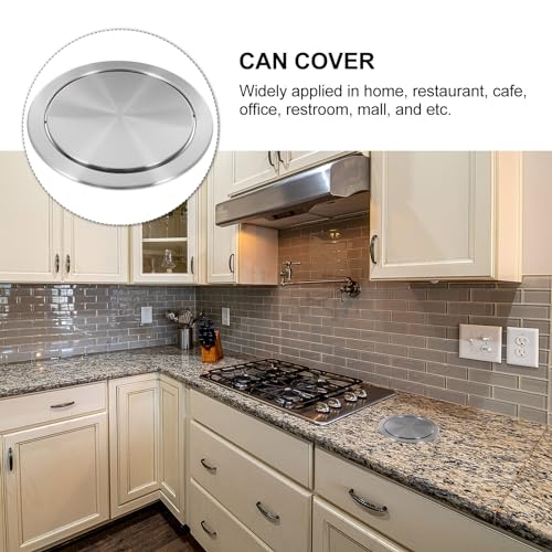Cabilock Round Recessed Counter Top Covers Stainless Steel Trash Bin Built-in Flap Covers Kitchen Garbage Can Lids for Home Kitchen - Image 4