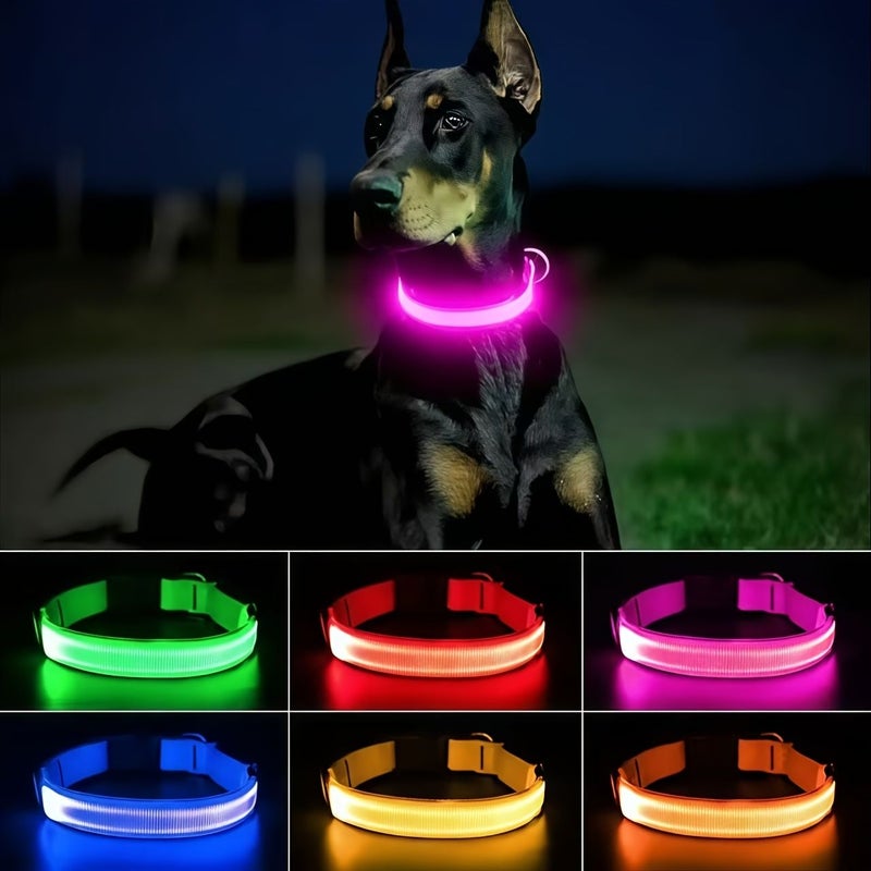 Fluorescent Green USB Rechargeable LED Dog Collar Extra Long Battery 3 Modes Adjustable - Image 5