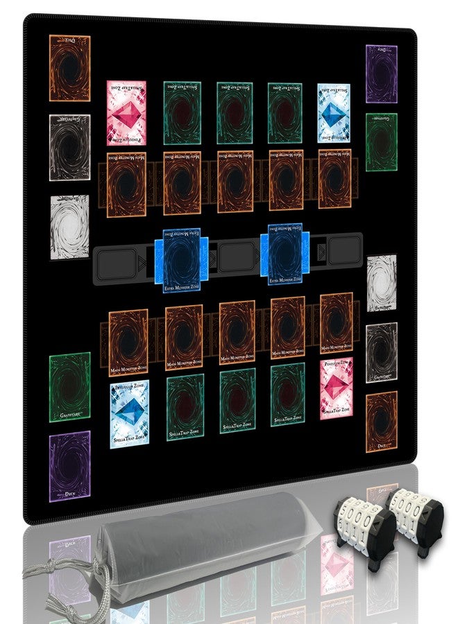 Extalas Stitched for Yugioh Playmat, 2-Player, Master Rule Duel Field Zones, Large Card Game Mat, Original Art Designs & Accessories (Basic3) - Image 1