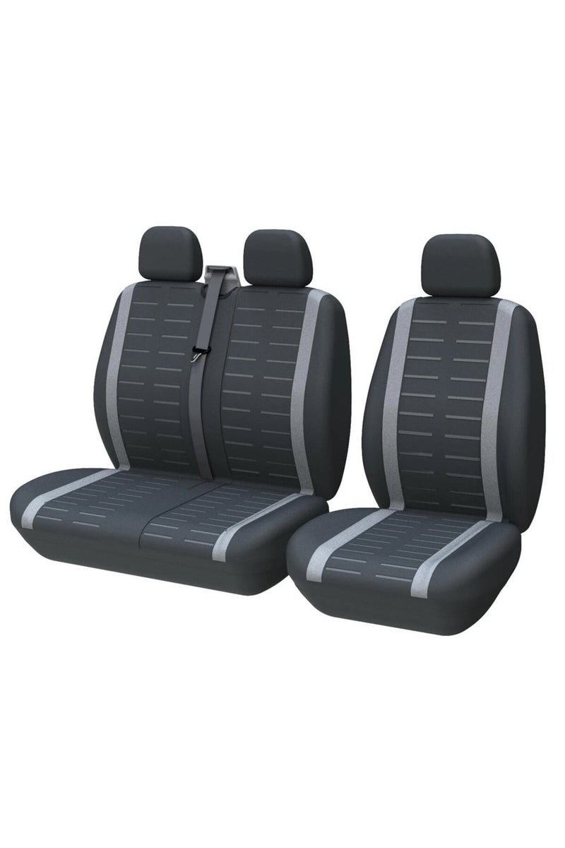 أغطية مقاعد رمادية عالمية بخطوط ثلاثية الأبعاد تناسب معظم الشاحنات الصغيرة، غطاءان للمقعد الواحد للسائق والراكب