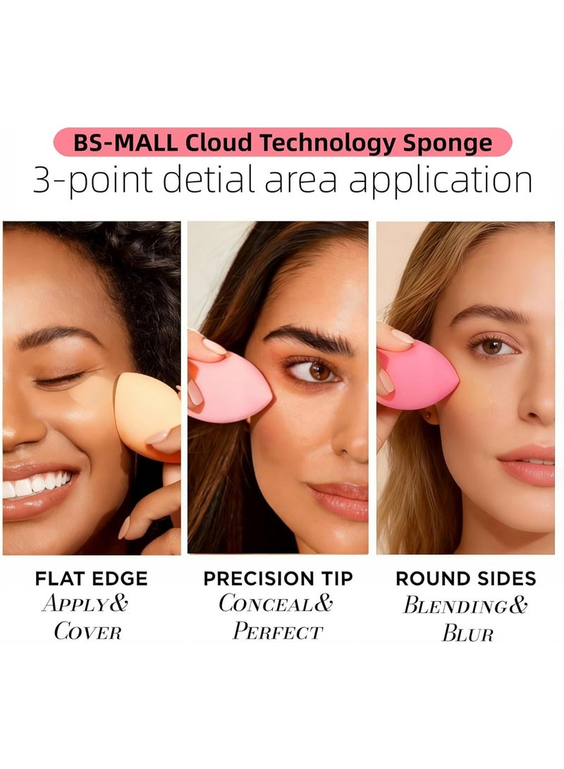 BS مول مجموعة إسفنجات مكياج BS-MALL (7 قطع) لدمج المستحضرات السائلة والكريمية والبودرة، متعددة الألوان وتتضمن إسفنجة مكياج صغيرة واحدة باللون الوردي (A-Pink). - Image 3