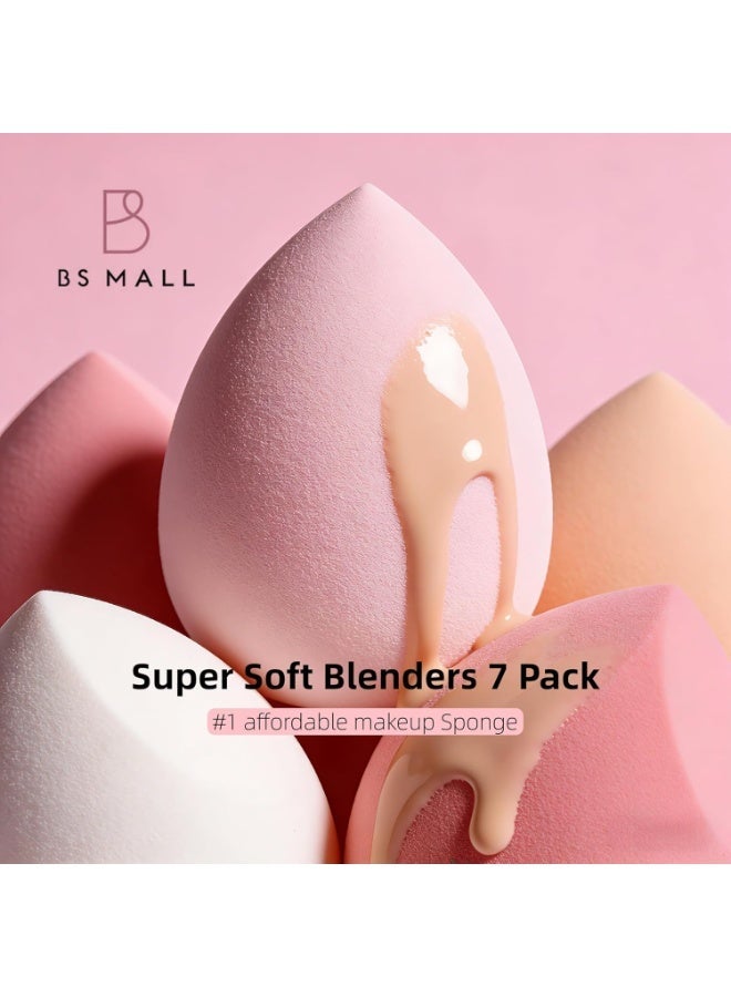 BS مول مجموعة إسفنجات مكياج BS-MALL (7 قطع) لدمج المستحضرات السائلة والكريمية والبودرة، متعددة الألوان وتتضمن إسفنجة مكياج صغيرة واحدة باللون الوردي (A-Pink). - Image 2