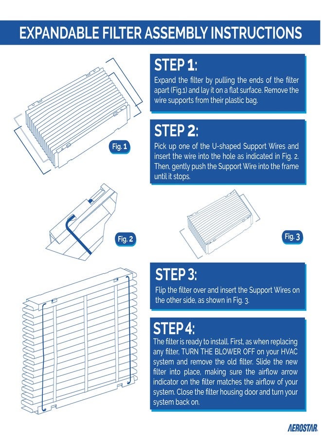 Aerostar MERV 11 Collapsible Replacement Filter for Carrier & Bryant EXPXXFIL0020 20x25x5, 2 Pack - Image 3