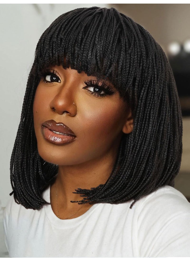 Fancy Hair Fancy Hair Braided Wigs for Black Women Short Box Braid Wig Synthetic Bob Braid Wig for African American Women Black 14 