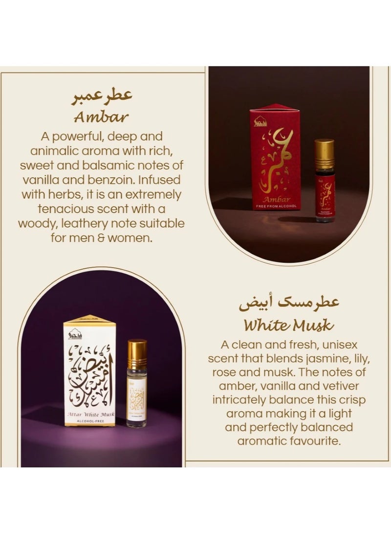 Dukhni Attar Oil Set-Amaani, Ameerah, Hayati, Ambar, Ambar Oud, White Musk - 6ml each - Image 3