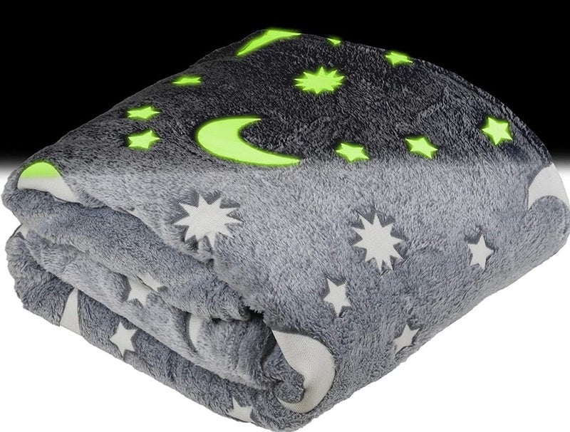 SP HOME GOODS Glow in The Dark Throw Blanket Gift for Girls and Kids Ages 414 and for Grandkids Grey 50 x 60 Inches Fun Cozy Fleece Throw Blanket
