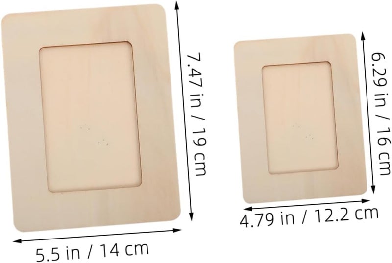 5Pcs Unfinished Wooden Picture Frames DIY Craft Blank Photo Frames for Easy Assemble Tabletop Display for Painting and Decorating Home Decor - Image 2