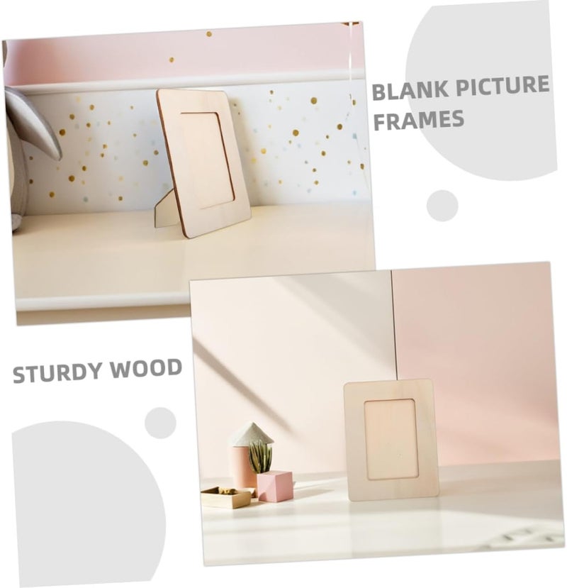 5Pcs Unfinished Wooden Picture Frames DIY Craft Blank Photo Frames for Easy Assemble Tabletop Display for Painting and Decorating Home Decor - Image 3