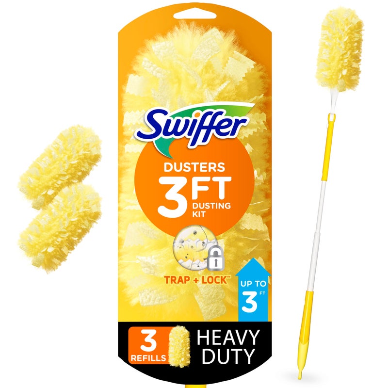 Swiffer Swiffer Duster Heavy Duty 3 ft Extendable Handle Starter Kit with 3 Refills 