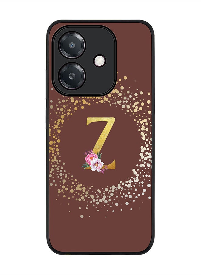 Stylizedd For Oppo A5i Case,Slim fit Camera Protection, Shockproof Thin Phone cover  - Custom Monogram Floral - Z  (Brown )