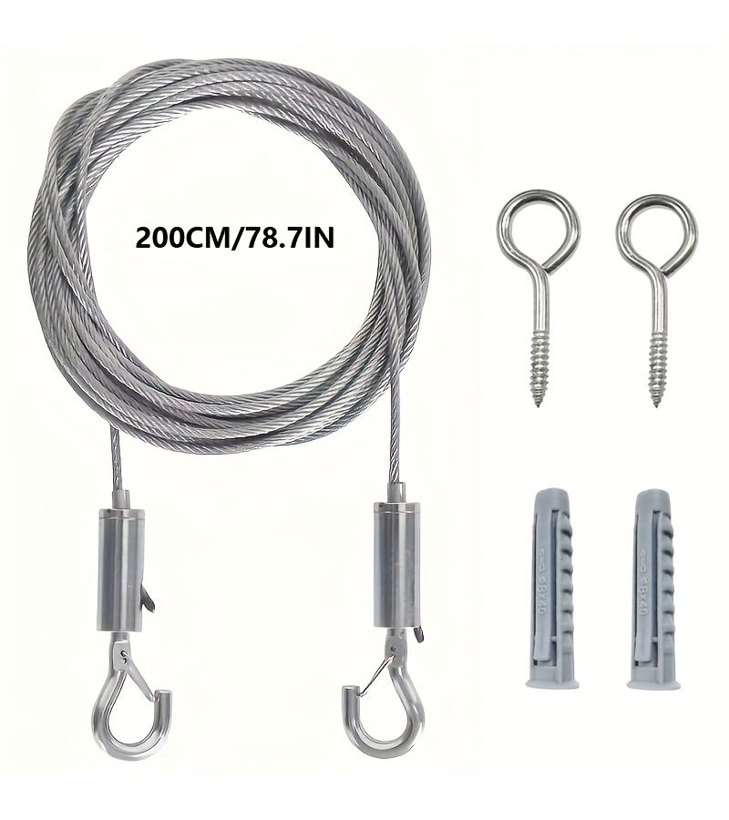 1pc 39.37 Inch Adjustable Steel Wire Rope Set Pvc Coated For Curtain Clothesline Tent Support - Image 5